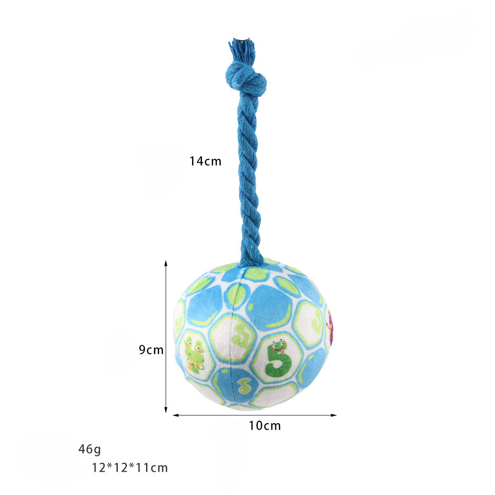 Dog Elastic Football Tug Of War Interactive Cotton Rope Ball Voice Cartoon Pet Ball Grinding Dog Toy