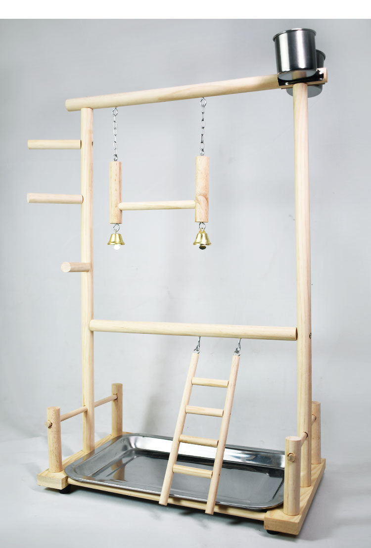 Solid Wood Toy Swing Climbing Ladder Shelf Peony Xuan Double-layer Stainless Steel Food Box