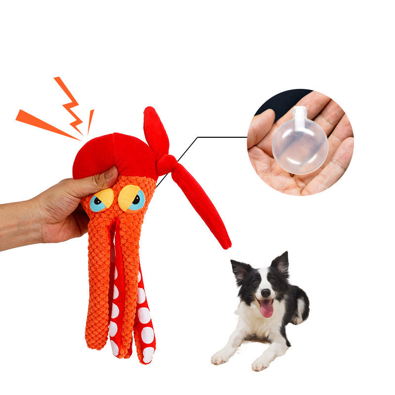 Jouet en peluche couineur pour chien en forme de pieuvre avec papier froissé et couineur intégré - Jouet à mâcher durable pour animaux de compagnie