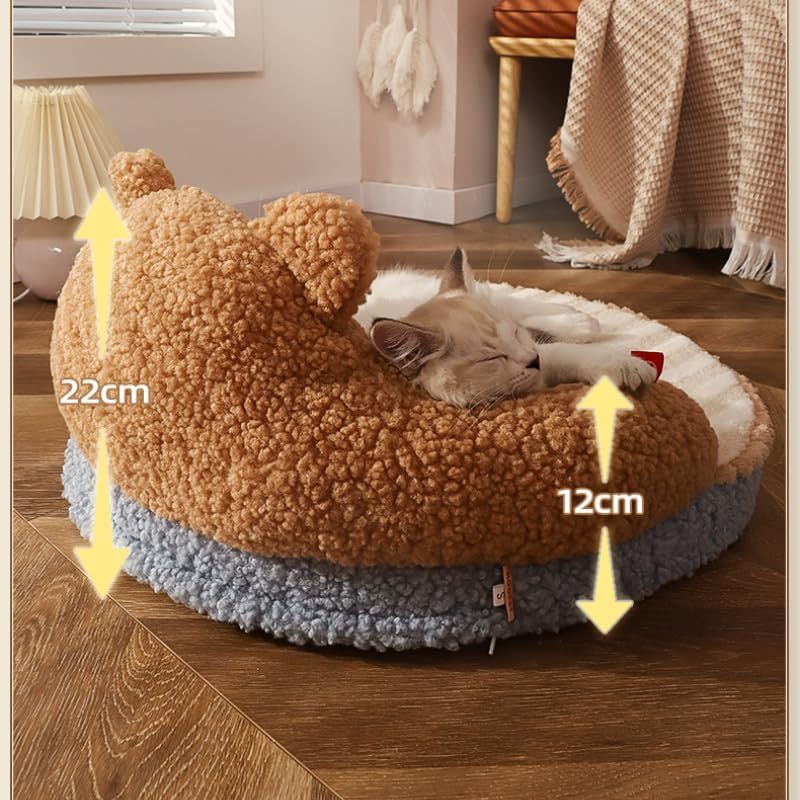 Muebles de cama para gatos, almohadilla cálida lavable y acogedora para gatos, perros, mascotas, cama para gatos con respaldo alto, diseño de abrazo para todas las estaciones