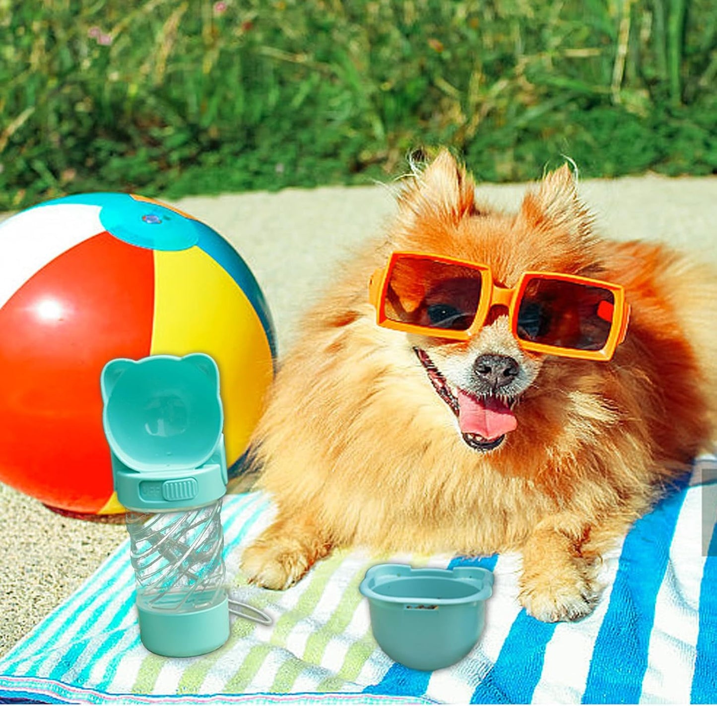 Botella de agua para mascotas 3 en 1, botella de agua portátil para perros al aire libre con contenedor de alimentos, dispensador de bolsas de basura para gatos, cachorros, mascotas, accesorios para caminar, senderismo, viajes