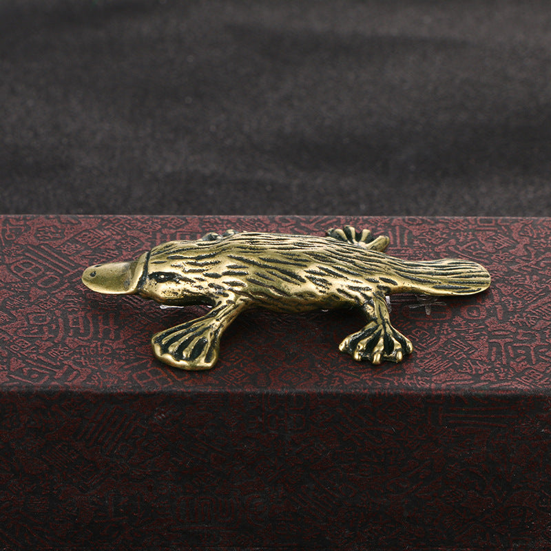 Solid Brass Animal Platypus Figurine Miniature Tea Pet Crafts Desktop Small Ornament Home Decorations Accessories Children Gifts