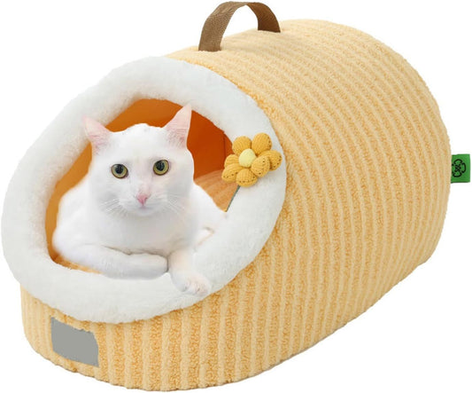 Casa para gatos, camas para gatos para interiores, cama para gatos, cueva con almohada acolchada lavable extraíble, cueva suave y acogedora para gatos