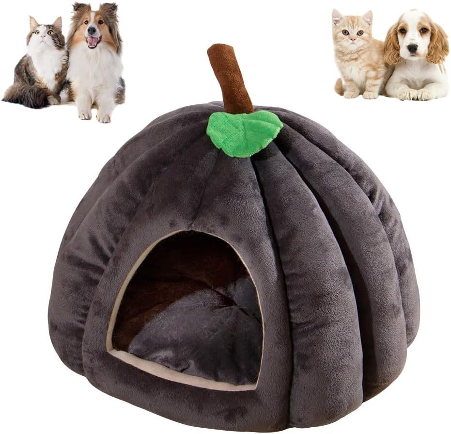 Nueva cama de calabaza para gatos Camas para gatos de interior Bonita cama cueva para gatos con forma de calabaza Tienda de campaña para gatos Casa para gatos de Halloween Cama cálida para dormir para gatos Perros pequeños