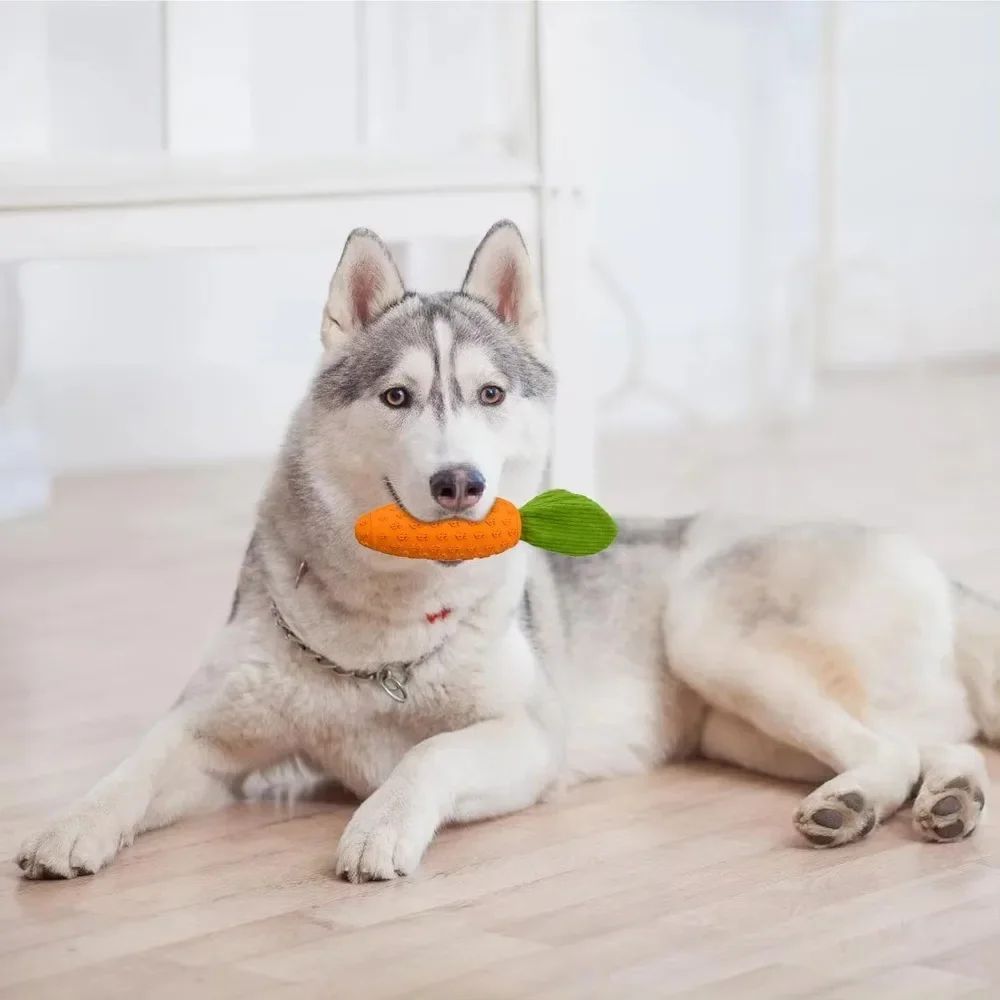 Carrot Dog Chew Toys Durable Rubber Squeaky Toy Shaped Dog Toys For Dogs Boredom Chewers Toothbrush Toy Supplies