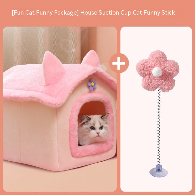 Cute Princess Cat Nest Thickened Puppet Winter Cat Pet Princess Bed