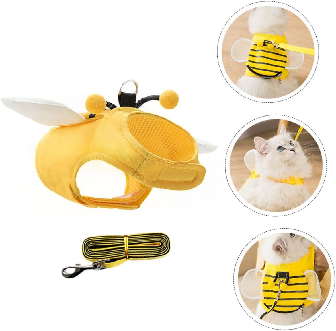 Bee Suspender Set With Cat Harness And Pet Leash, Perfect For Walking Your Furry Friend In Style