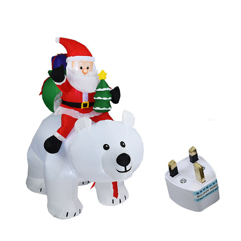 Papá Noel inflable montando oso Polar 2M juguete inflable de Navidad muñeca interior exterior jardín decoración de Navidad