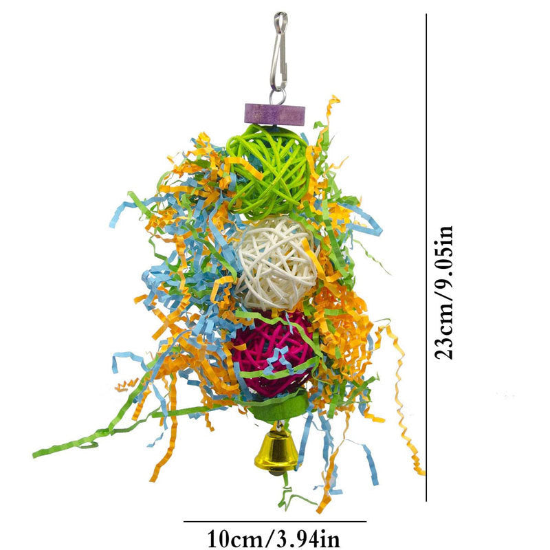 Jouet pour oiseau, 3 pièces, fournitures pour ronger les perroquets, ustensiles, boule de rotin brossé, jouets en bois d'herbe