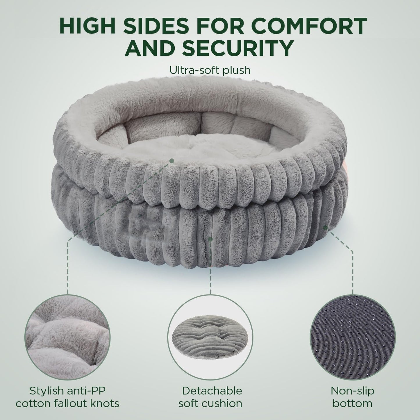 Cat Bed Kitten Bed Washable Round Cat Beds For Indoor Cats Super Soft Plush Faux Fur Pet Bed For Puppy And Kitten With Anti-Slip Bottom