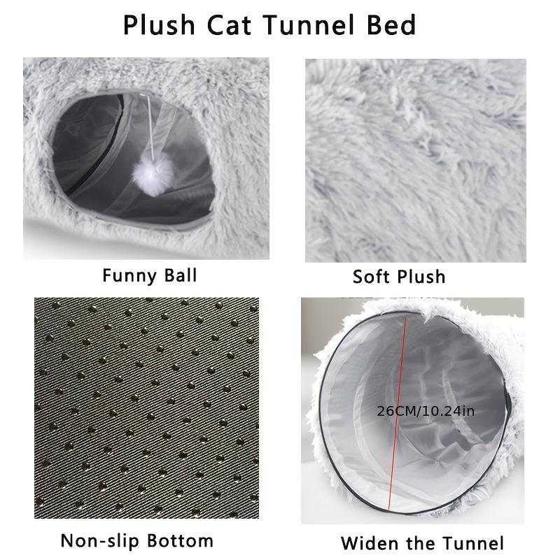 Nid de chat d'hiver Tunnel de chat rond en peluche nid d'animal de compagnie chaud pliable chenil de Tunnel de chat 