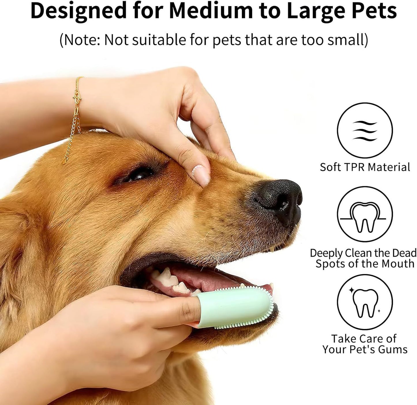 Cepillo de dientes para perros Kit de cepillo de dientes para dedos 135 cerdas envolventes para una fácil limpieza de los dientes Cepillo de dientes de doble dedo Cuidado dental para cachorros, gatos y mascotas pequeñas