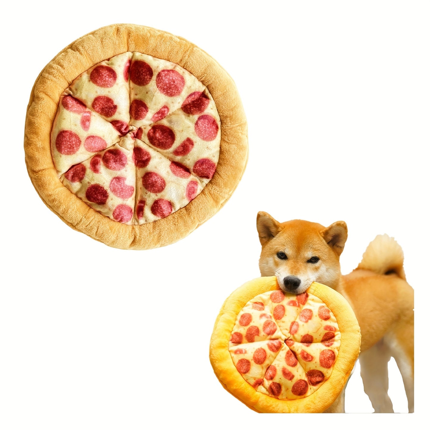 Juguete de peluche para mascotas, forma de pizza que rechina los dientes, juguete duradero para masticar perros, suministros interactivos 