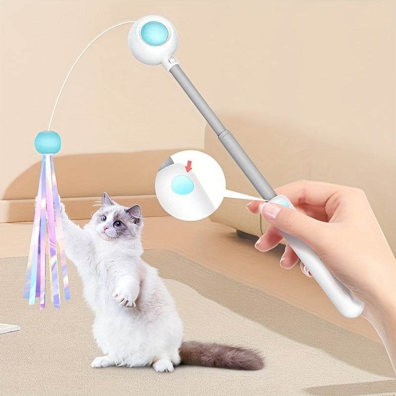 Palo Teaser Para Gatos, Varita Retráctil Para Gatos Con Cabezal De Repuesto, Juguete De Plumas Para Gatos, Juguete Interactivo Para Gatos De Interior Para Aliviar El Aburrimiento Y El Ejercicio