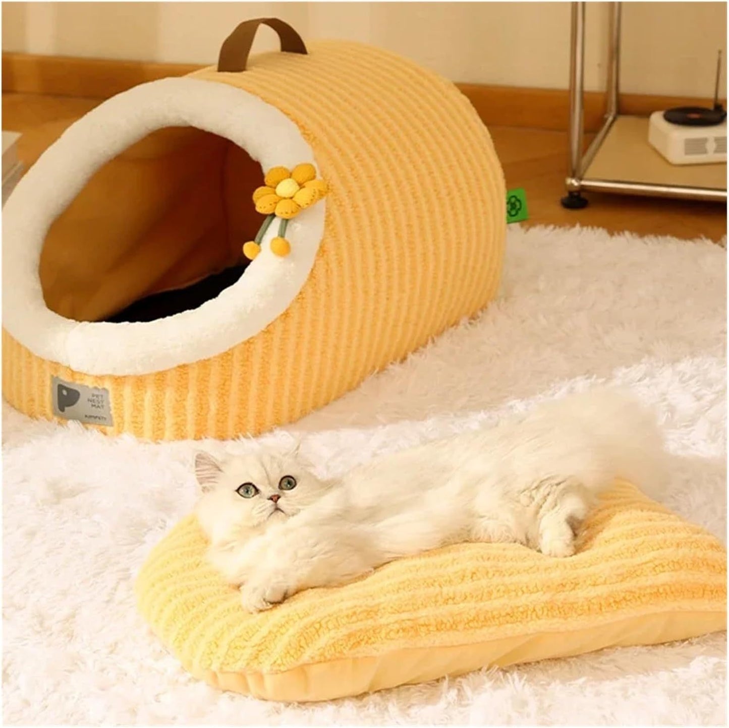 Casa para gatos, camas para gatos para interiores, cama para gatos, cueva con almohada acolchada lavable extraíble, cueva suave y acogedora para gatos