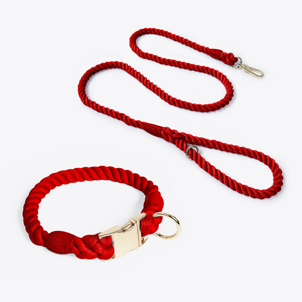 Weaving Gradient Colored Cotton Rope Pet Collar