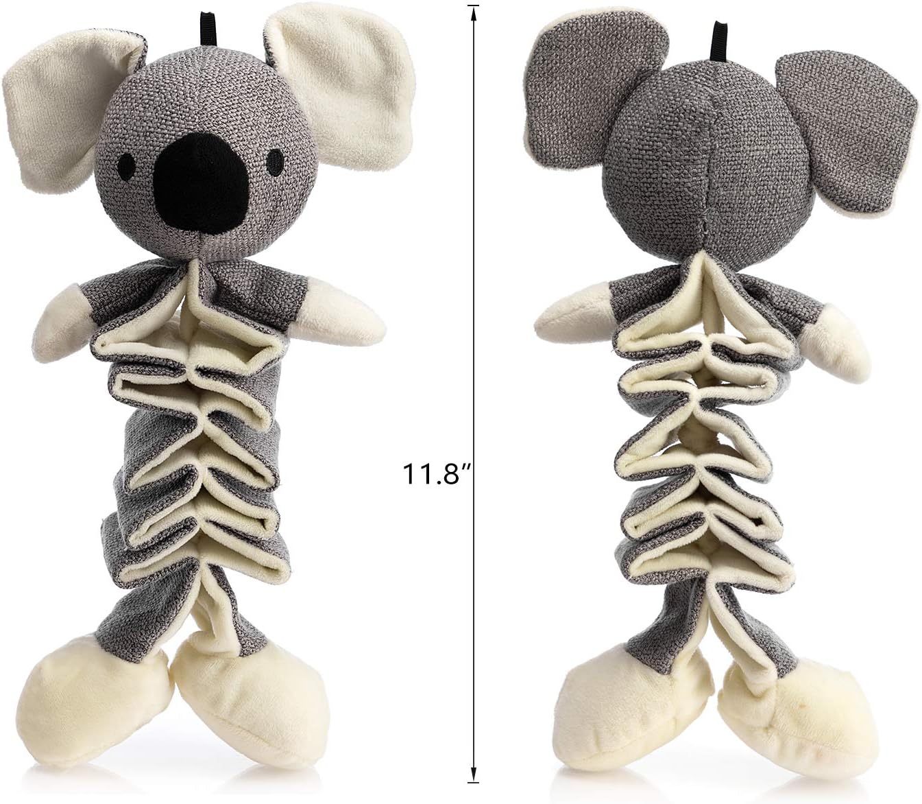 Juguetes para perros Hollypet, juguete chirriante, animal de peluche parcial con papel arrugado, alivia el aburrimiento para perros pequeños, medianos y grandes, koala gris