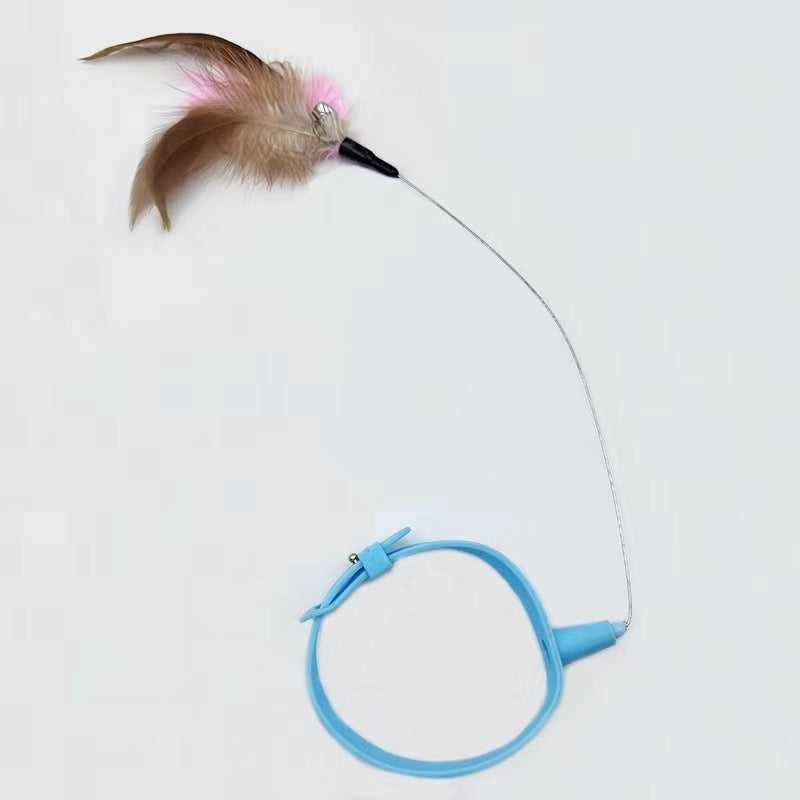 Collier de chat en silicone avec jouet pour taquiner les chats - Collier réglable en plumes de chat avec clochette - Jouets interactifs pour chat 