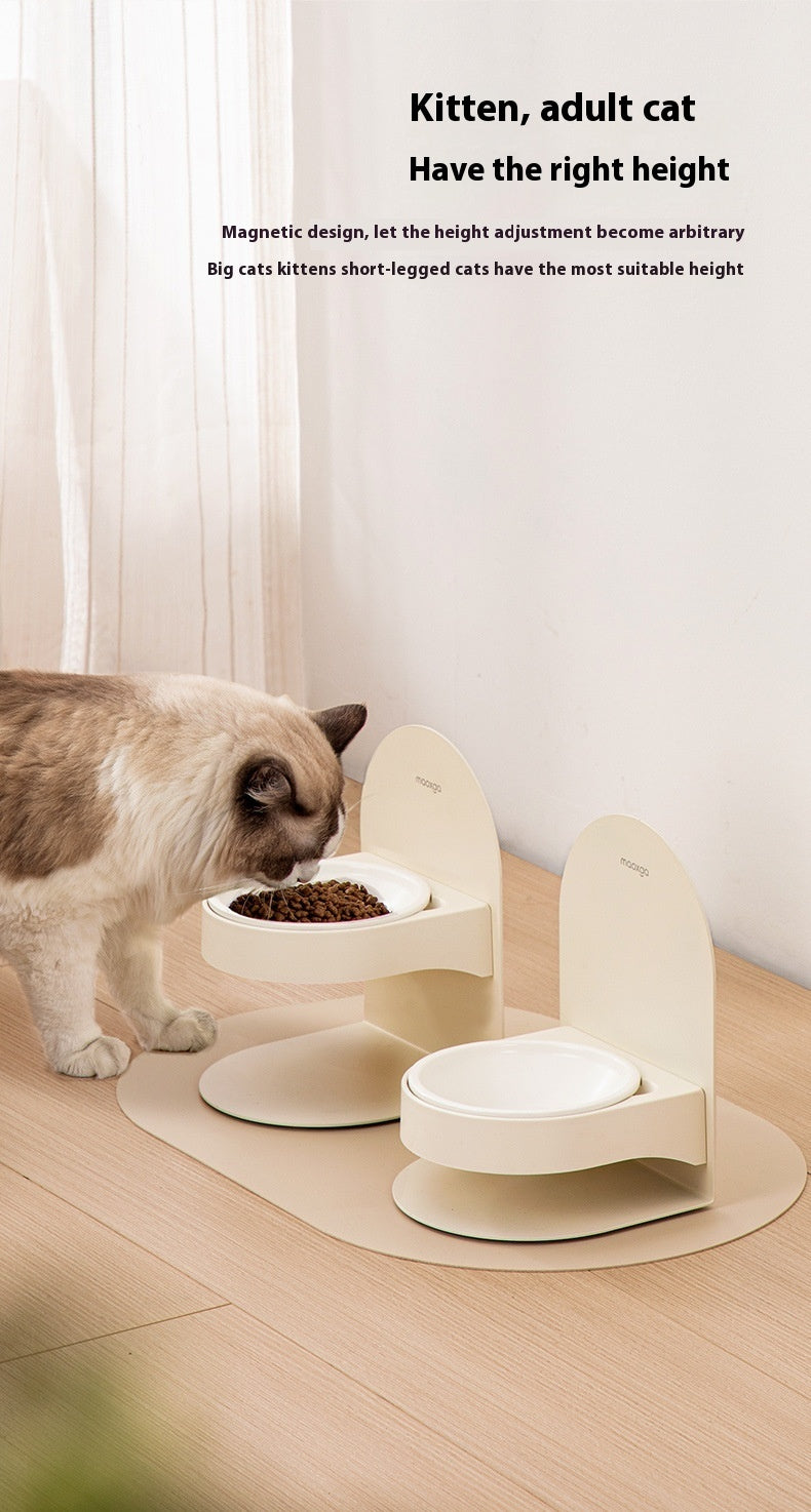 Bol pour chat en céramique pour animaux de compagnie avec pied haut et bouche inclinée pour la protection cervicale