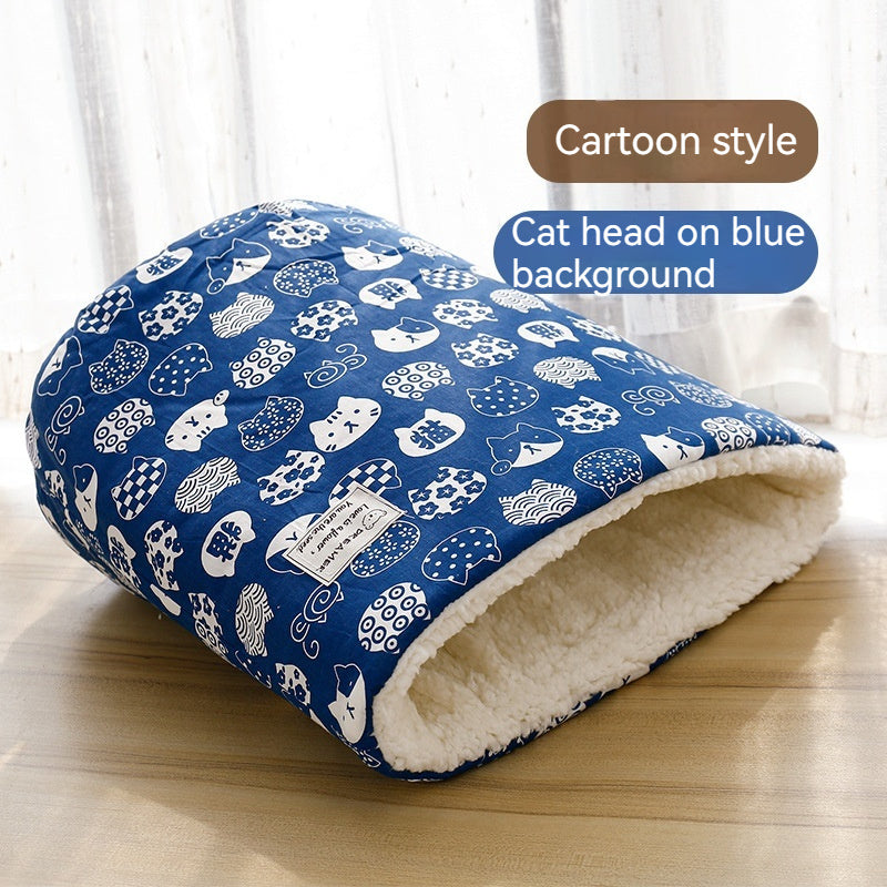 Winter Round Large Barrel Cotton Velvet Cat Nest