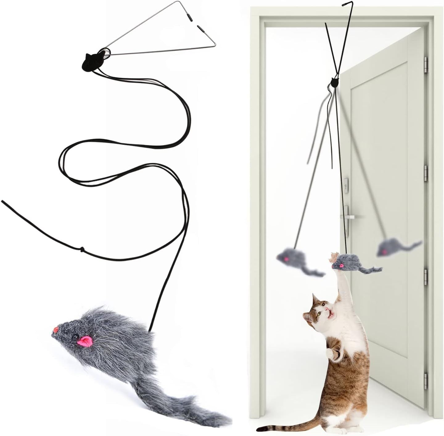 Juguetes interactivos con plumas para gatos, juguete retráctil para colgar, juguetes interactivos para gatos de interior, juego de gatito, ejercicio de persecución, juguetes para ejercicio mental para gatitos