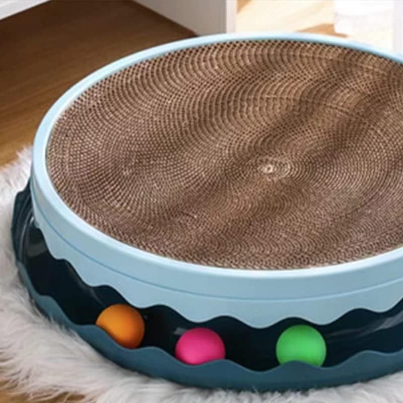 Rascador redondo para gatos, almohadilla para rascar para gatos con pelota, juguete interactivo para hacer ejercicio con forma de ratón, tablero para rascar con pelota, juguetes interactivos para gatos de interior, juego de ejercicio