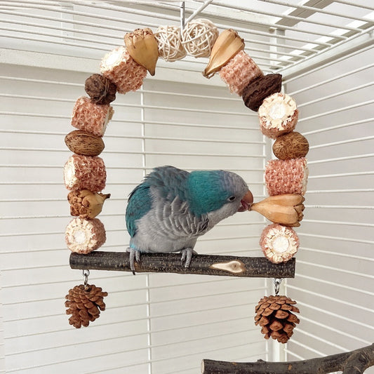 Columpio de madera para loros, soporte Natural para pájaros, poste encaramado, juguetes de madera para loros de montaña