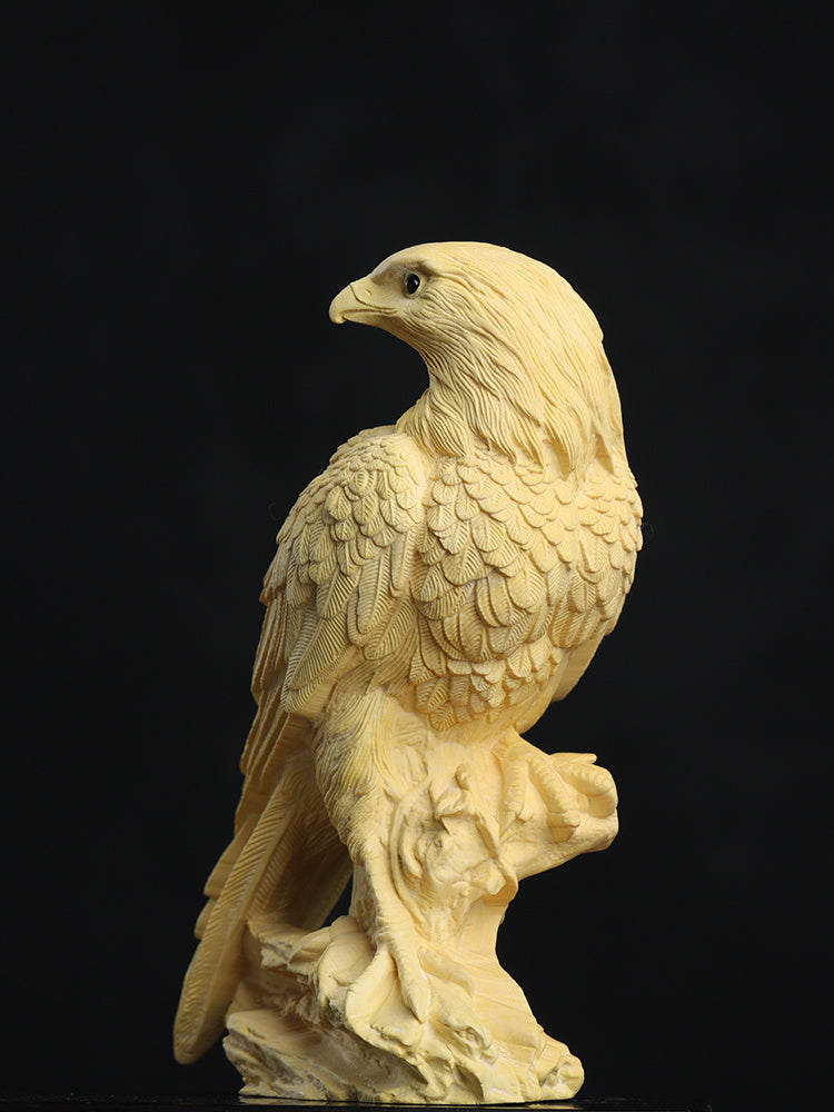 Boxwood Carving Ornaments Eagle Animal Exhibition Grand Plan Home