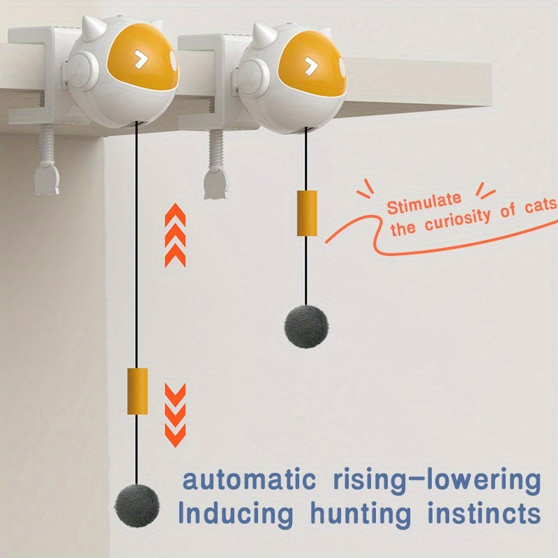 An Interactive Cat Toy That Automatically Moves The Ball Up And Down Without A Hand With Clips To Stimulate The Cat's Hunting Instinct Powered By Non Rechargeable AAA Batteries Durable Plastic Mat No