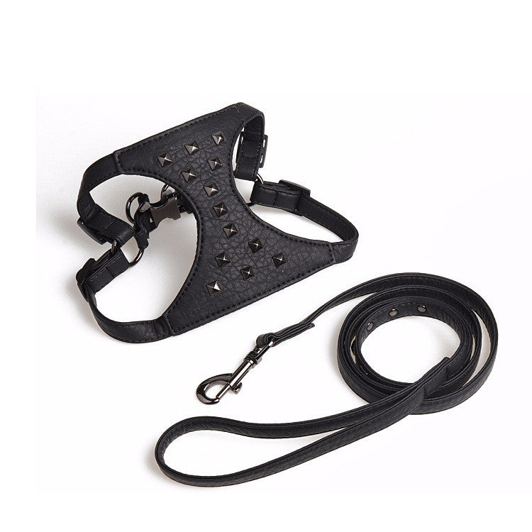 Adjustable Dog Camisole Stylish Studded Leather Leash