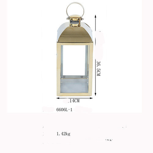 Candlestick Decoration Ornaments Stainless Steel Windproof Lamp Floor Garden Outdoor Lantern