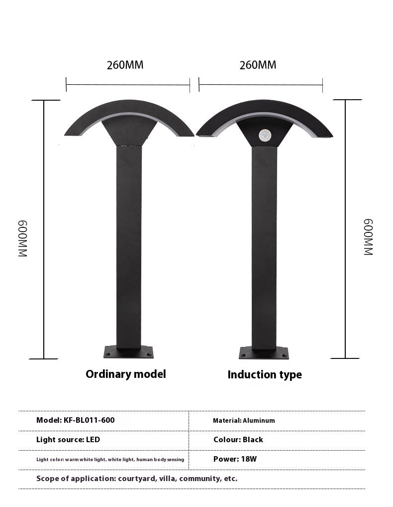 Lámpara de pared para césped, impermeable, para balcón, inducción del cuerpo humano, moderna, minimalista, para jardín, villa, pasillo, exterior