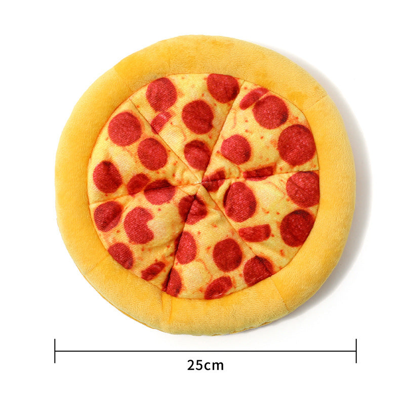 Juguete de peluche para mascotas, forma de pizza que rechina los dientes, juguete duradero para masticar perros, suministros interactivos 