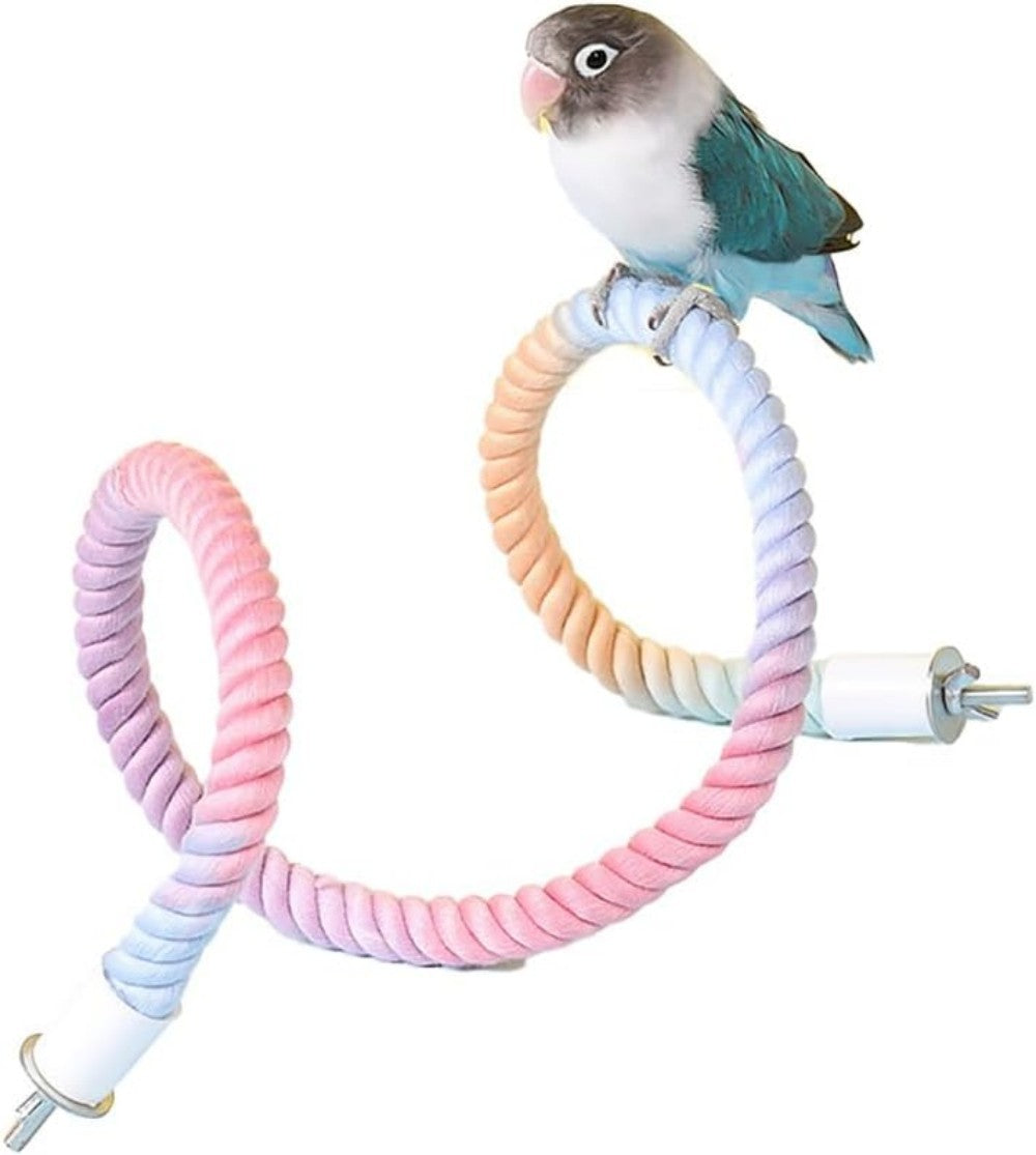 Gradient Colorful Bird Rope Perch Stand For Bird Cages Bendable Climbing Rope Cage Accessory Toy For Cockatiel Parakeet Sugar Glider