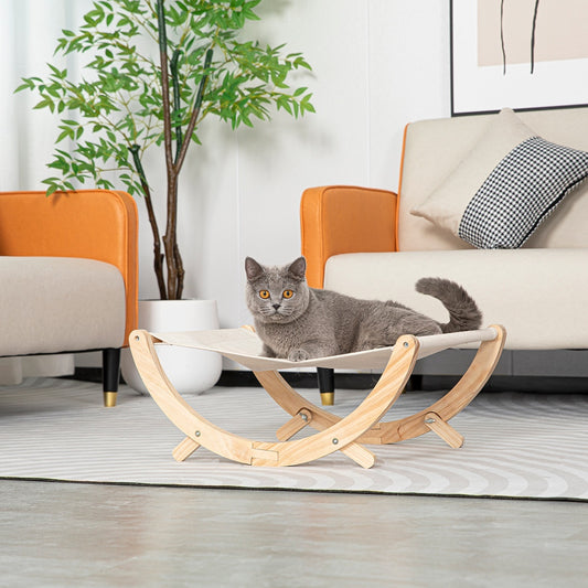 Cama para gatos de madera maciza con forma de nido plegable para mascotas