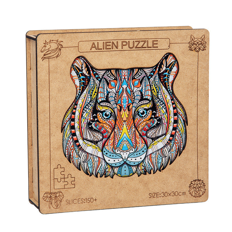 Jouet Lion Animal, Puzzle en bois tridimensionnel irrégulier de forme spéciale