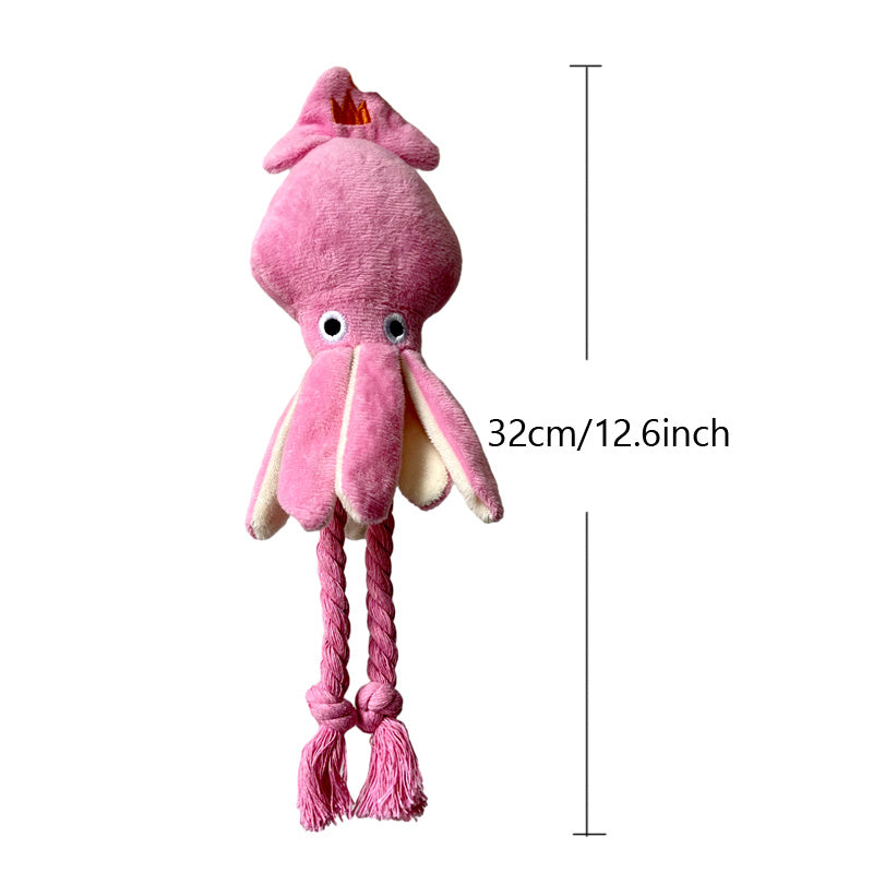 Cute Squid Plush Dog Chew Toys Funny Small Medium Dogs Squeaky Sound Rope Toy Pets Supplies