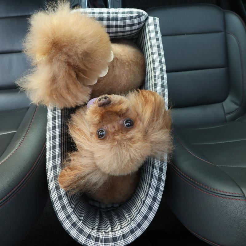 Asiento de coche portátil para mascotas, con control central, antideslizante, para perros, caja de seguridad con reposabrazos, cama elevadora para perros pequeños y gatos