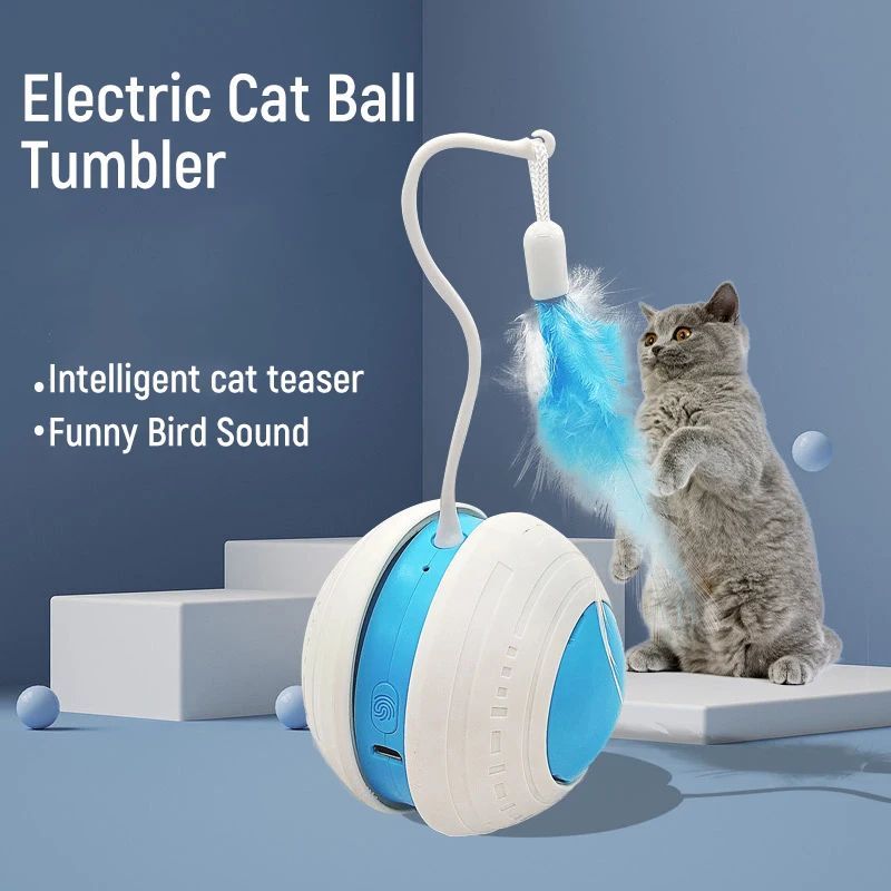 Jouet électrique pour animaux de compagnie, balle à plumes, bâton pour chat, mouvement irrégulier, balle à gratter pour chat 