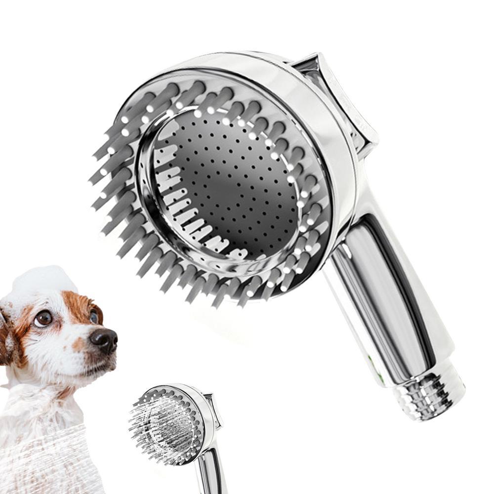 Dog Shower Attachment 2 In 1 Shower Hose Attachment Dog Bathing Soft Silicone Comb Teeth Ergonomic Grip For Dog Bath Accessories