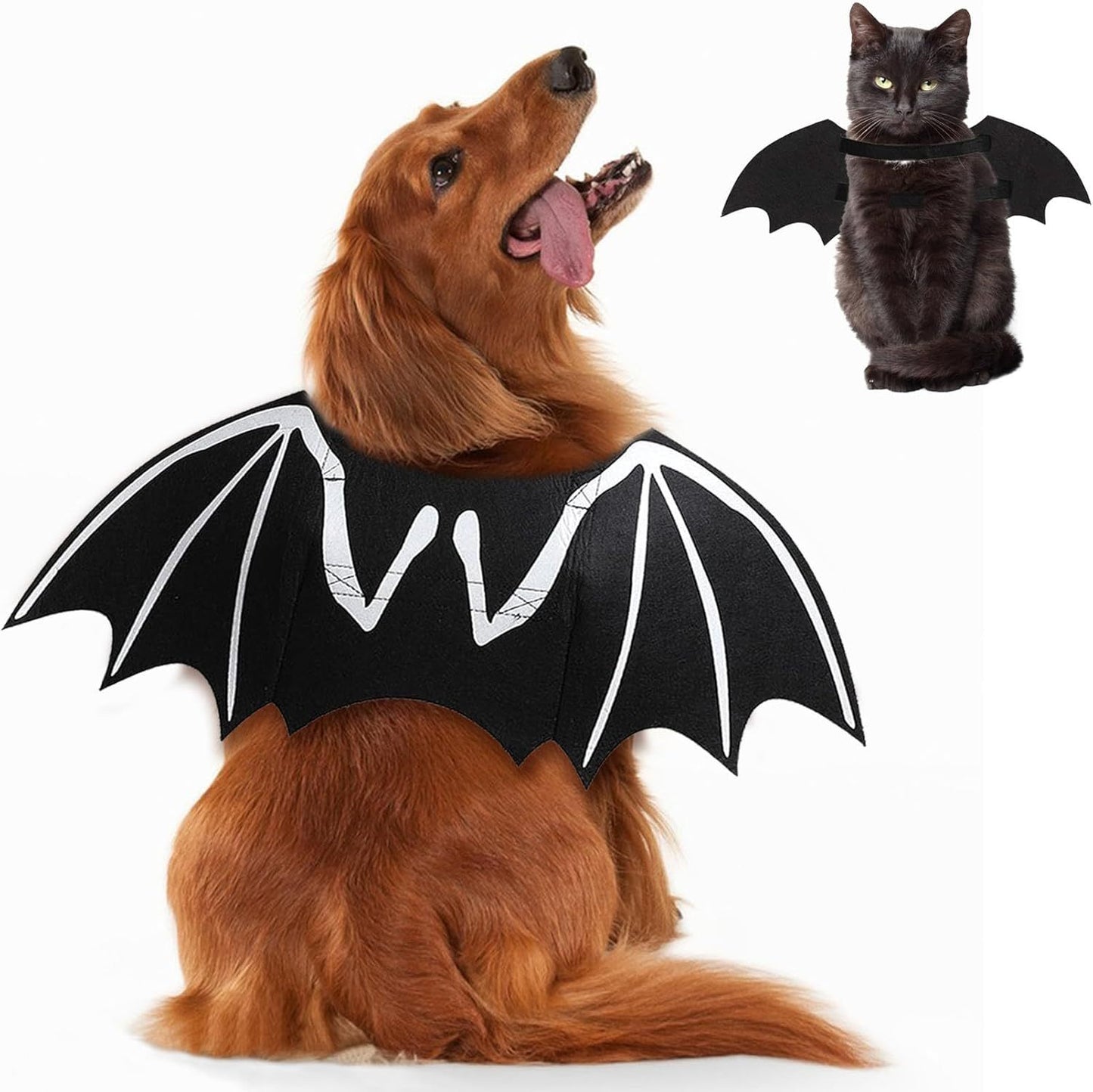 Disfraces de Halloween para perros Disfraz de murciélago para perros Esqueleto luminoso fresco Hueso Alas de murciélago Disfraces de cosplay para mascotas Ropa de vestir para perros y gatos pequeños, medianos y grandes