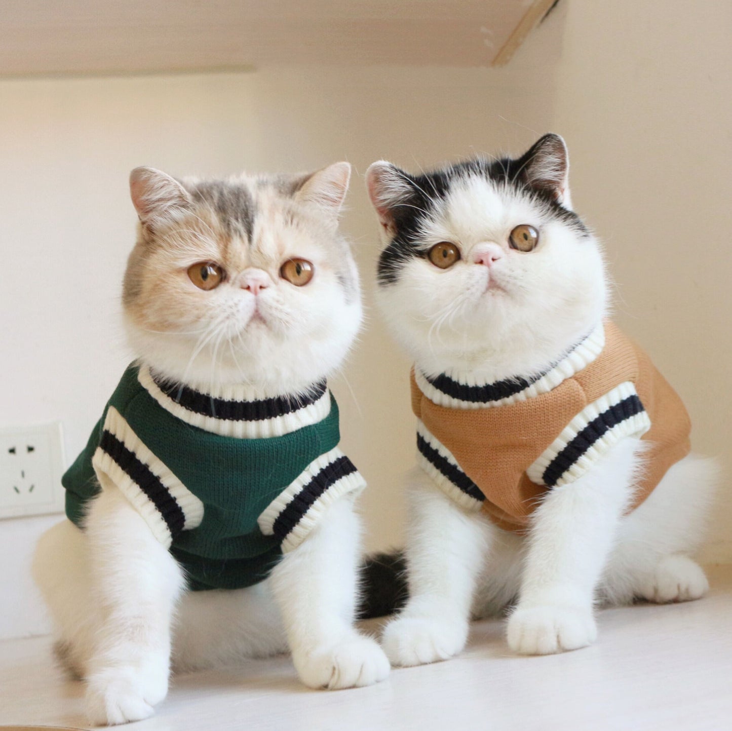 Gilet sans manches en tricot de chat polaire de style collège américain