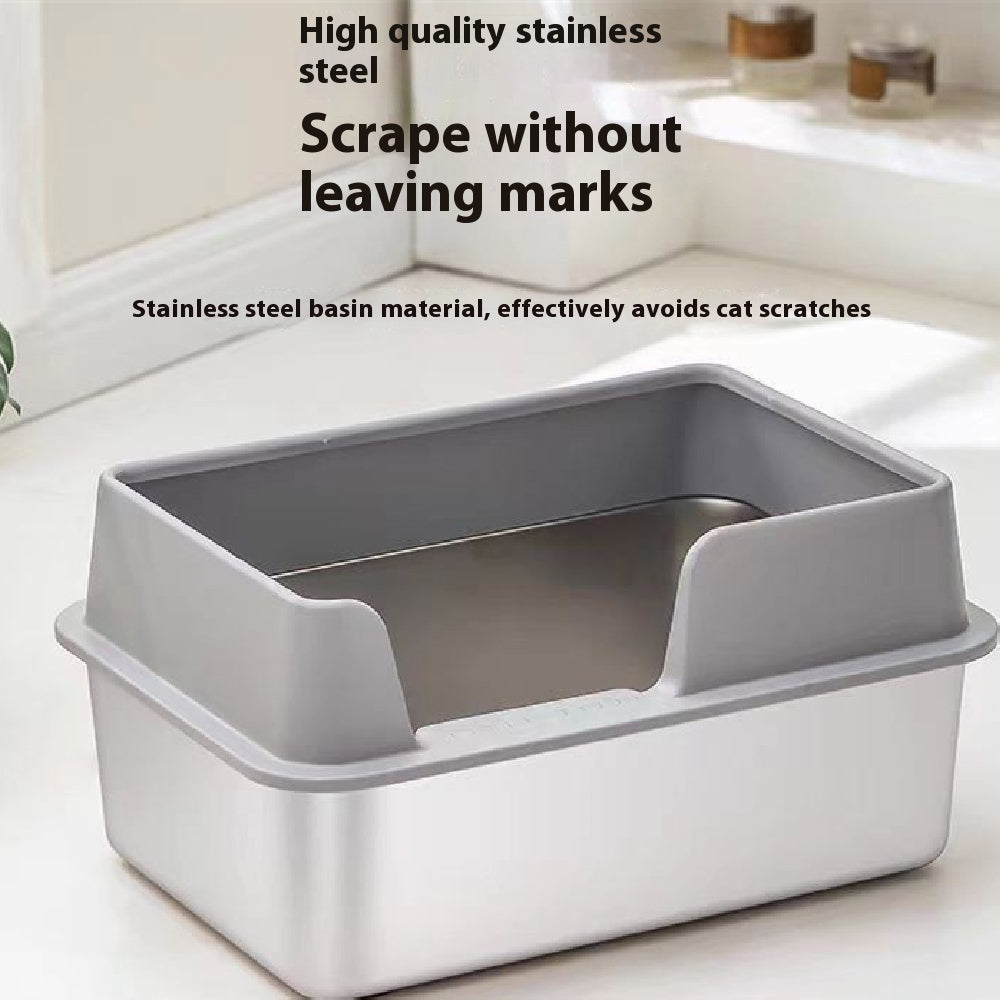 Stainless Steel Litter Box High Fence Anti-splash