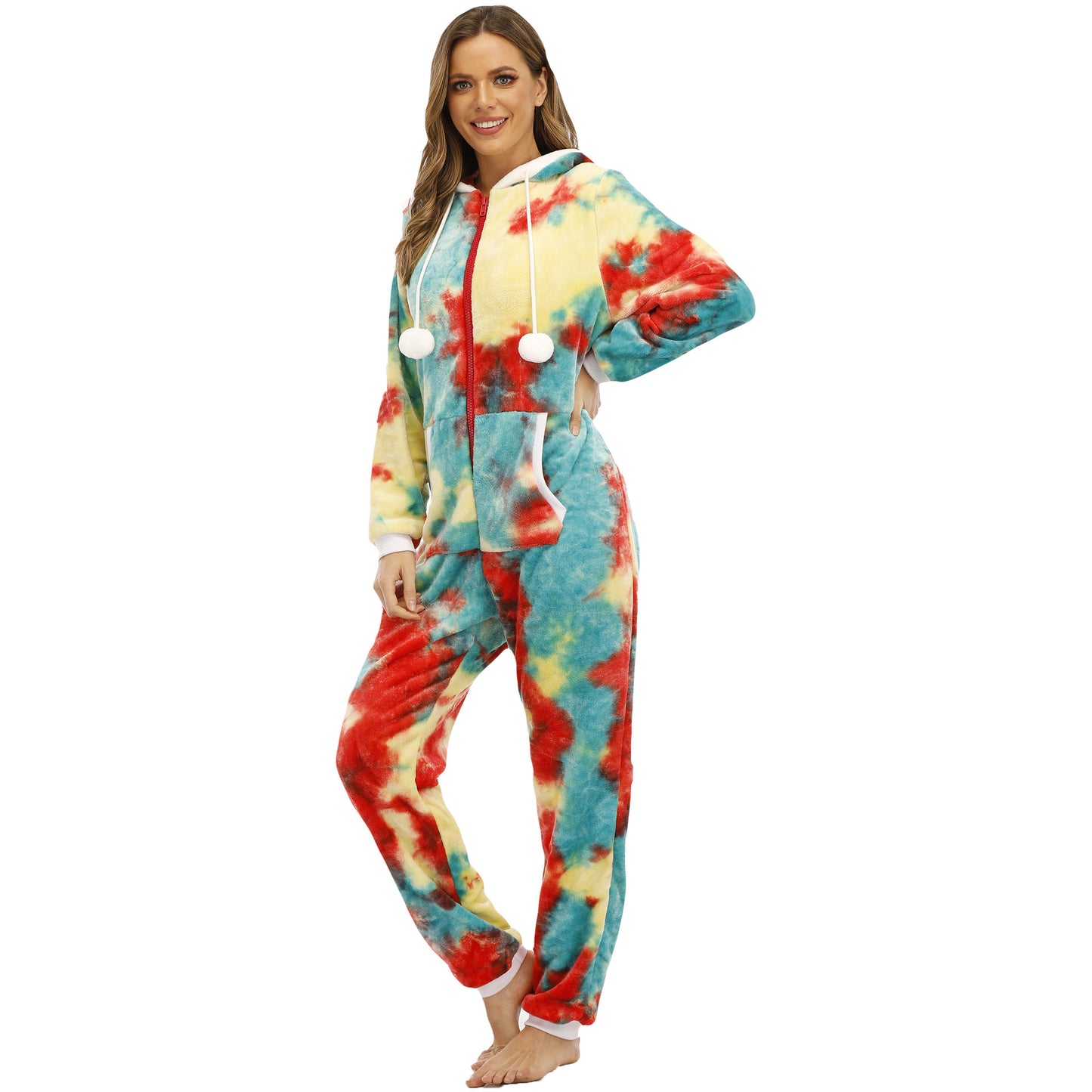 Animal Print One-piece With Foot Cover Pajamas And Home Wear