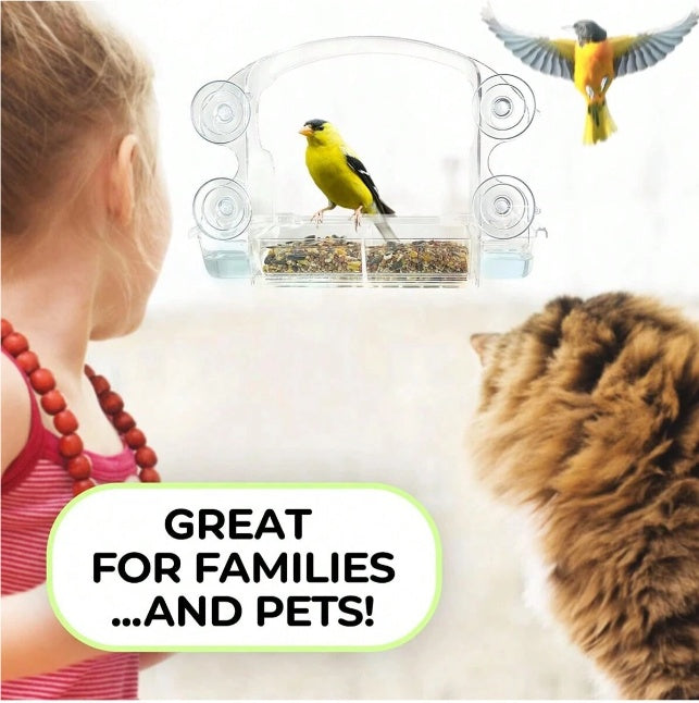 Comedero para pájaros con ventana transparente, 1 unidad, con ventosas fuertes, vista sin obstáculos con agua, comederos para pájaros transparentes, montaje en ventana, casa para pájaros acrílica para ver