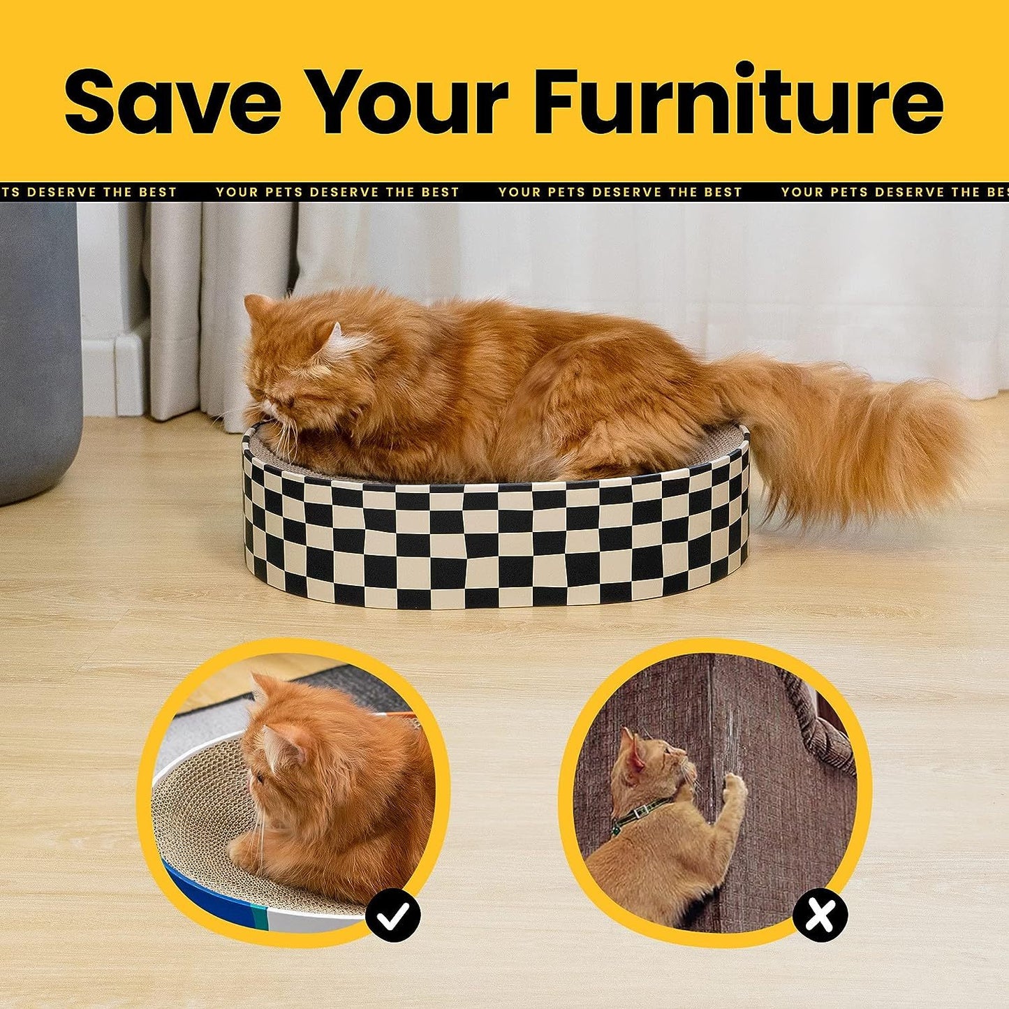 2 In 1 Cat Scratcher Cardboard  Oval Cat Scratch Pad And Bowl Nest For Indoor Cats