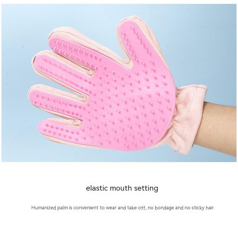 Suede Pet Five Finger Gloves Bath Massage Float Hair Cleaning Comb Hair Cat Petting