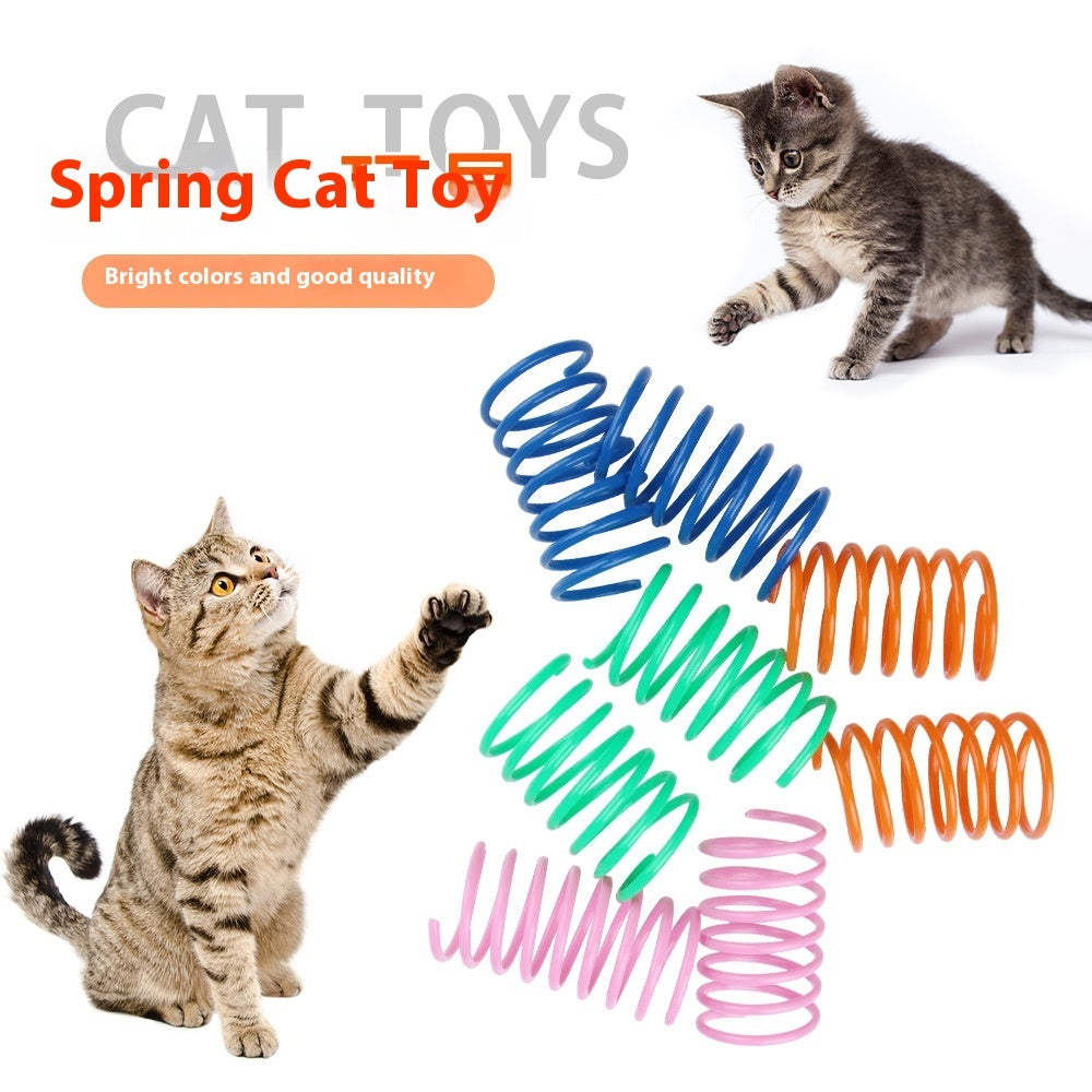 Colorful Plastic Spring Beating Cat Toy Ball Pet Supplies