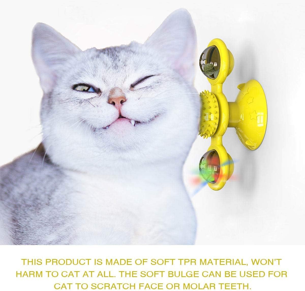 Animal Doll  Stuffed Cat Pet  Catnip Grass Toy Interactive Windmill Cat Toys With Catnip  Cat Toys For Indoor Cats Funny Kitten Toys With LED Light Ball Suction Cup Cat Nip Toy For Cat Chew Exerc