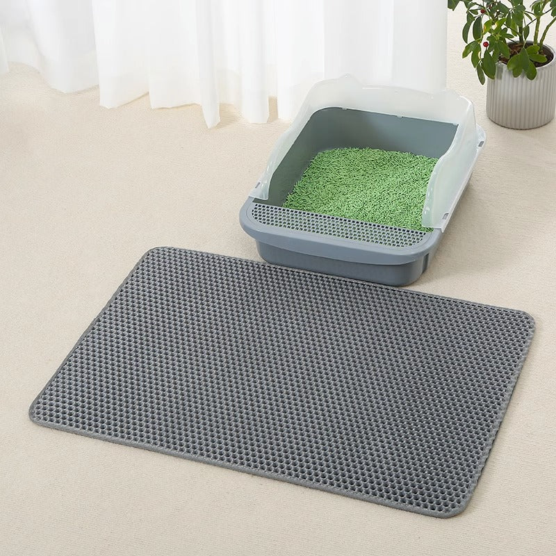 Tapis de litière pour chat double couche anti-éclaboussures EVA